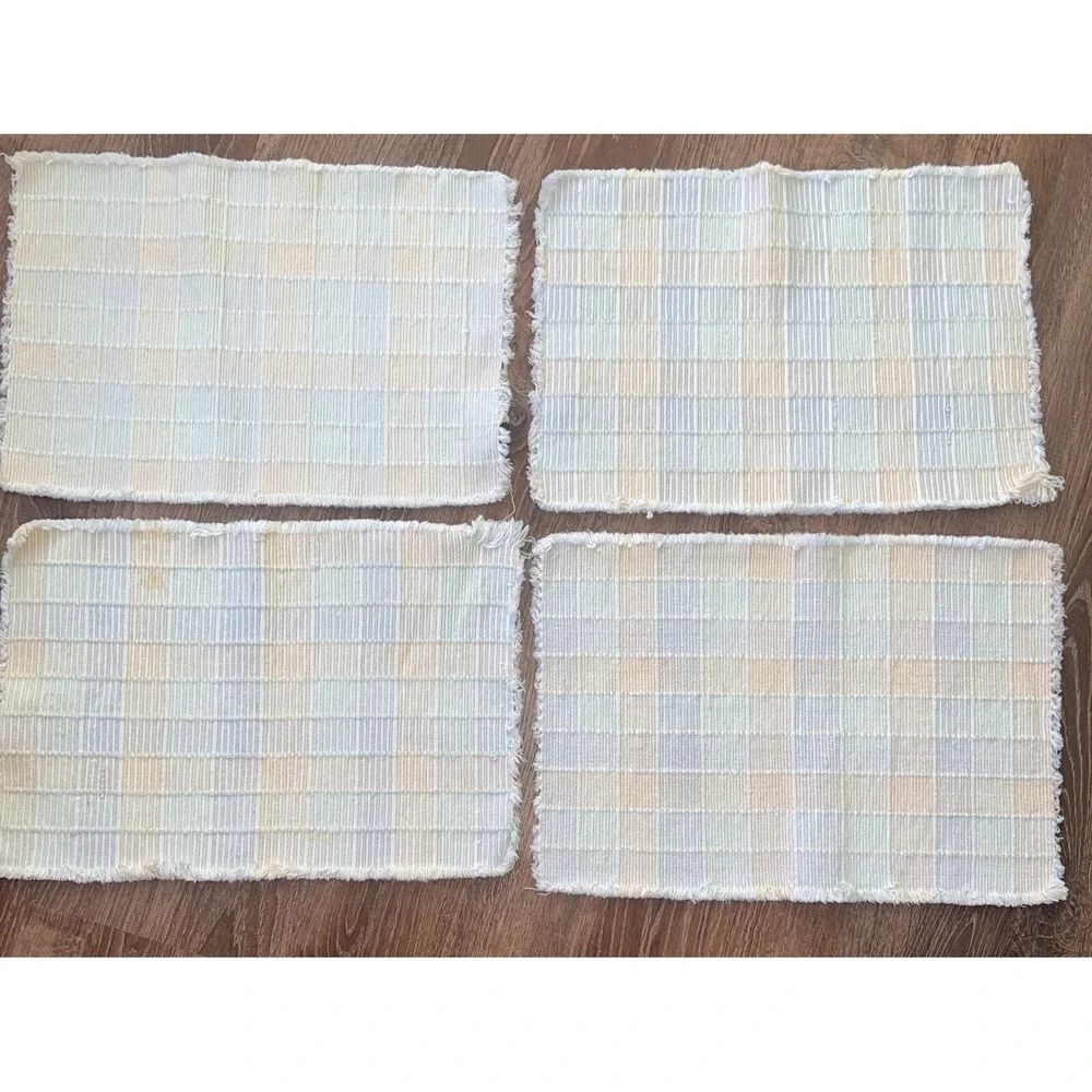 White Woven Placemats Set Of 4 Cloth  Pastel Colors